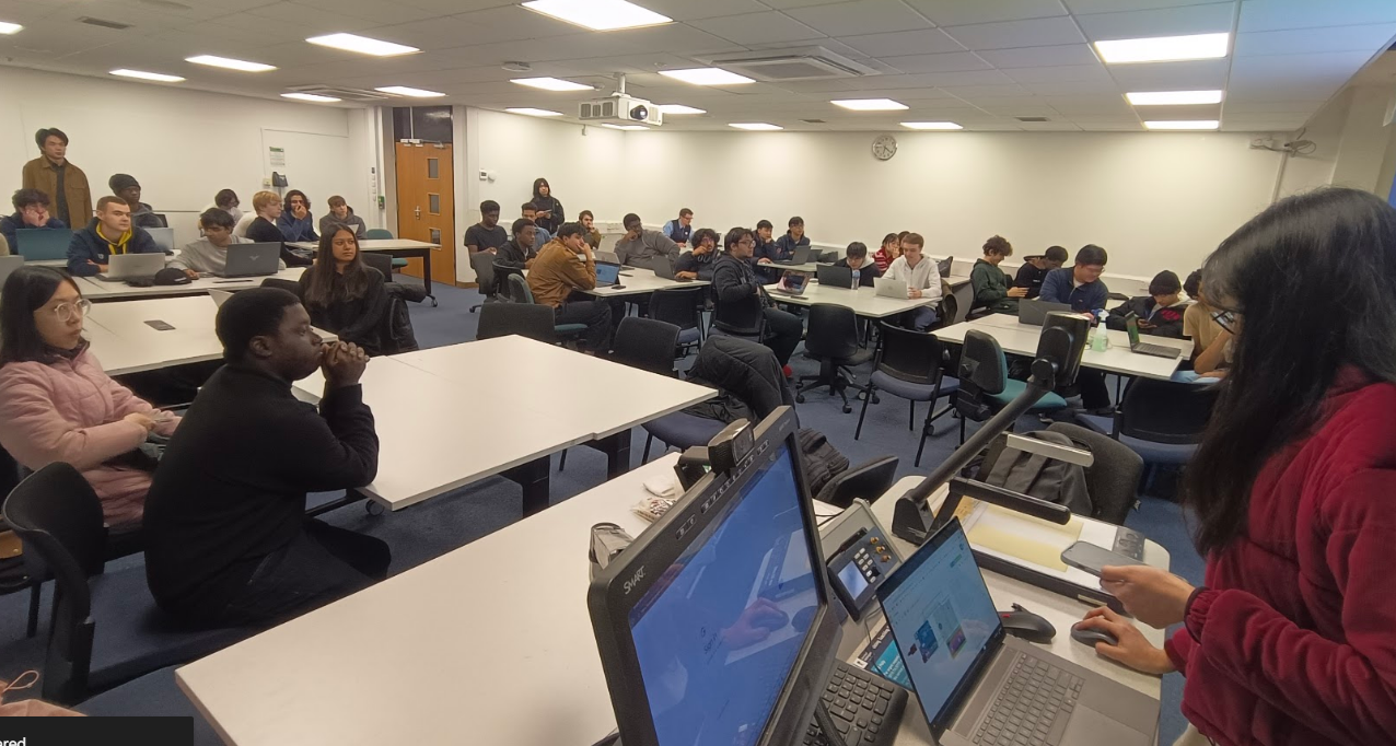 Students attending a RoboSoc workshop in a computer lab